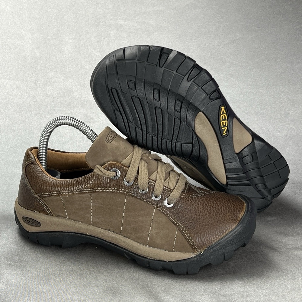 Keen Presidio Shoes Women 8.5 Brown Leather Low Top Outdoor Hiking Trail Sneaker